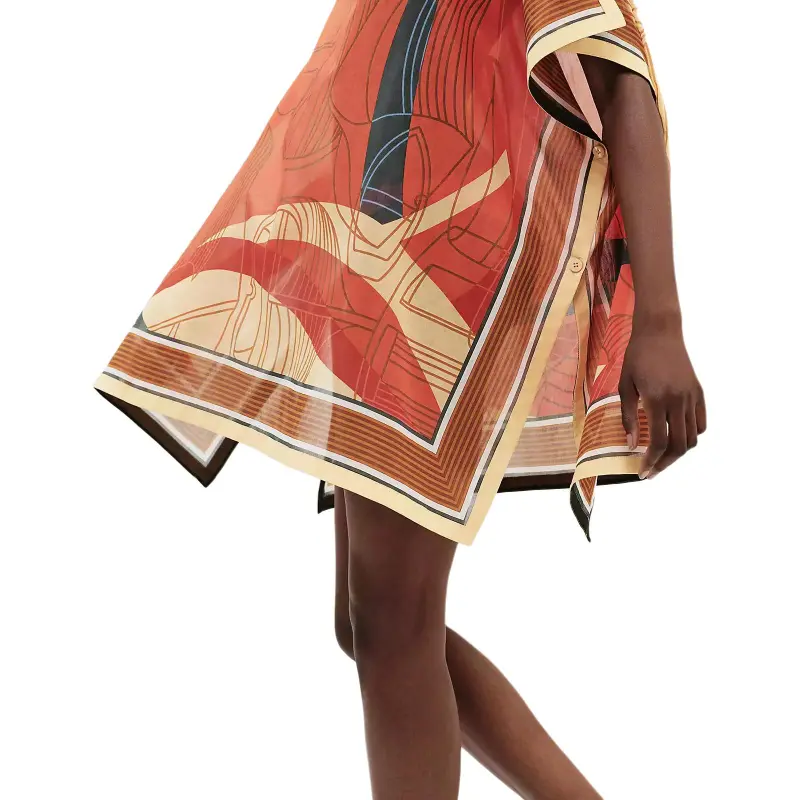 HERMES SS25 Shawl Women's Coral Orange-2