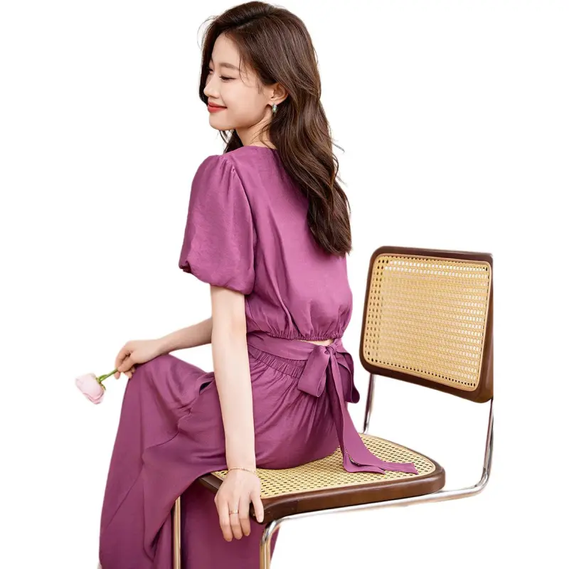 Mo Han Yi Mei Skirt Set Women's 2 Piece Set Rose Purple-3