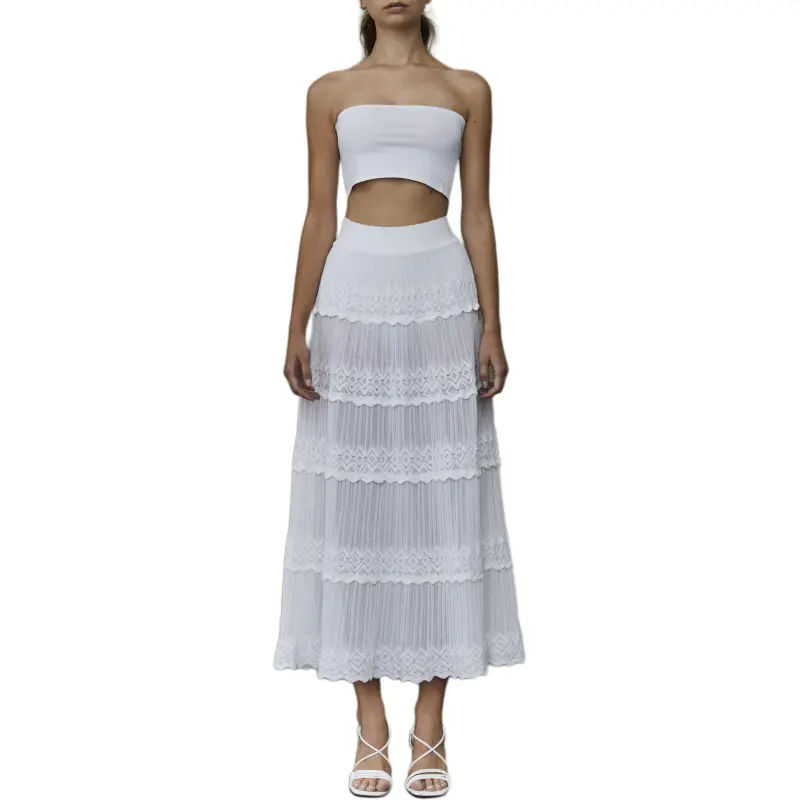 Antonino Valenti Knit Long Skirt Women's White-1