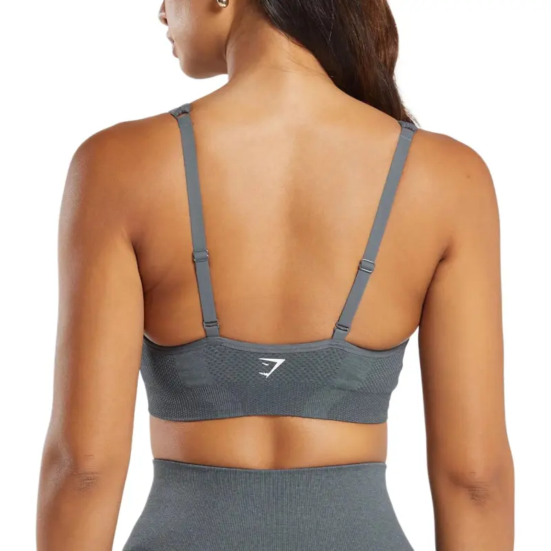 GYMSHARK Vital Seamless V Neck Sports Underwear Women's Dark Gray Mud Gray-2