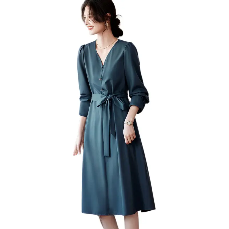 XWI Long Sleeved Dresses Women's Peacock Blue-3
