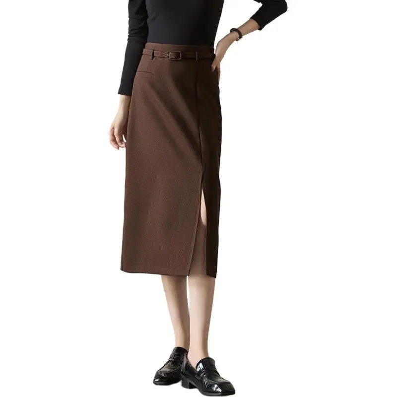 Mo Han Yi Mei Casual Long Skirts Women's Tea Umber-6