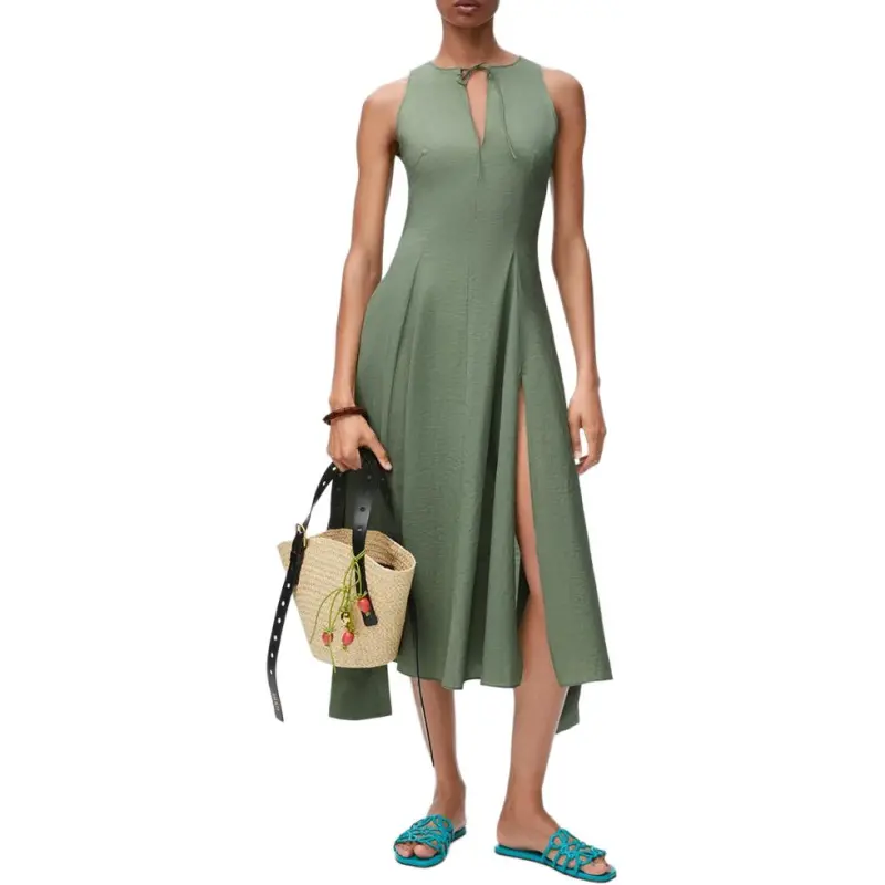LOEWE Paula's Ibiza SS25 Sleeveless Dress Women's Green-1