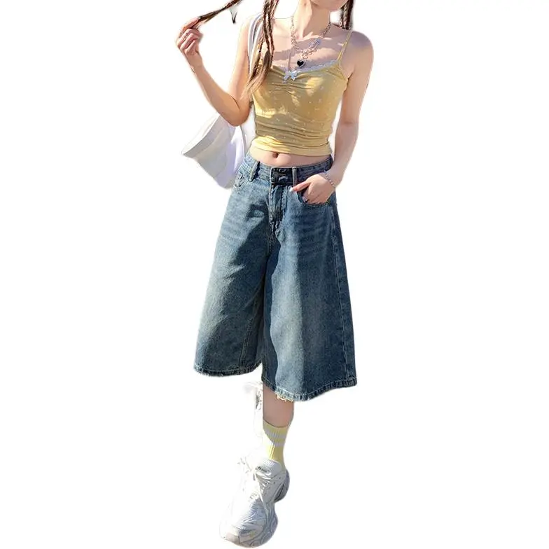 Kazakhstan Denim Shorts Women's Vintage Blue-3
