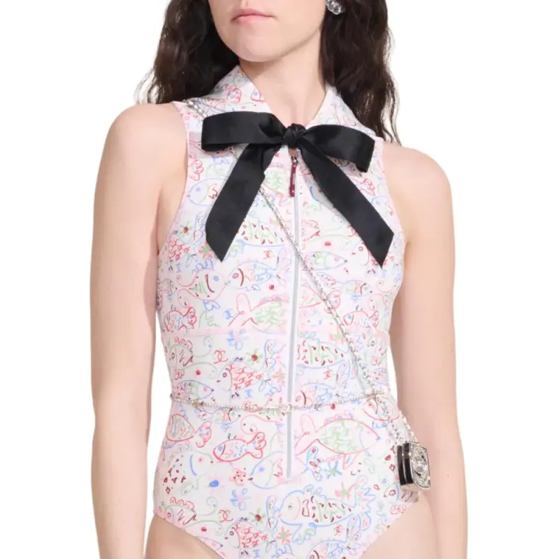 CHANEL One piece Swimsuit Women's Ivory-2