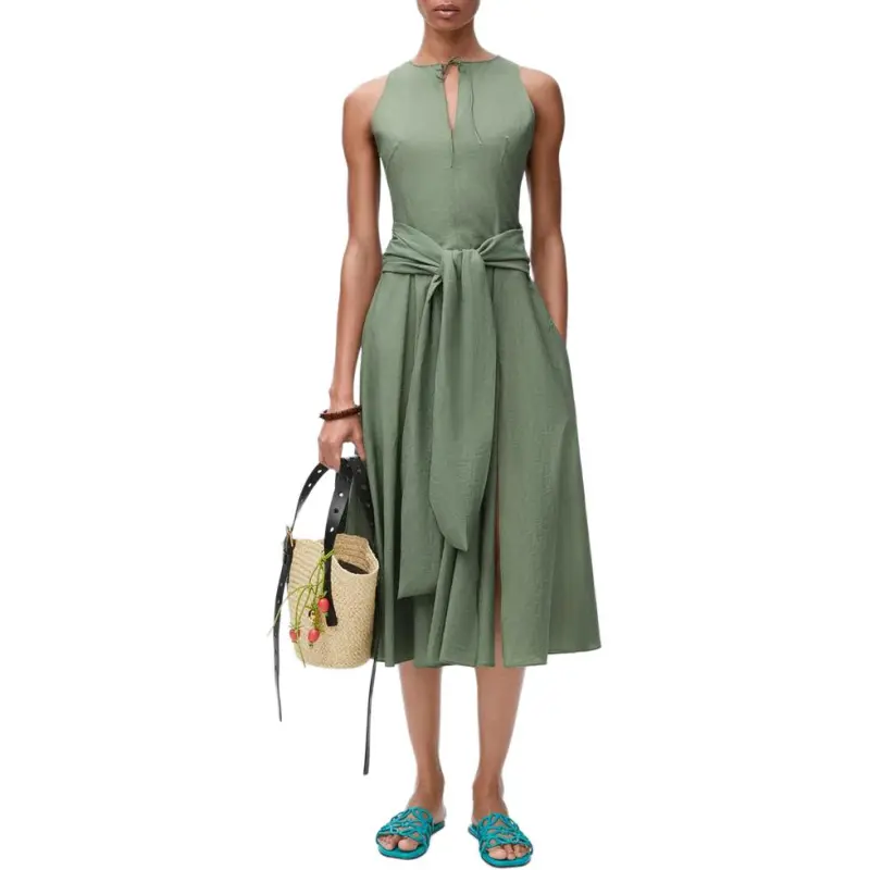 LOEWE Paula's Ibiza SS25 Sleeveless Dress Women's Green-2