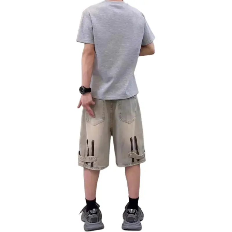 CORNILOT Denim Shorts Unisex Yellow Mud-1