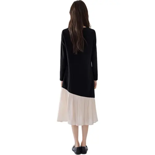 Mo Han Yi Mei Long Sleeved Dress Women's Black & White