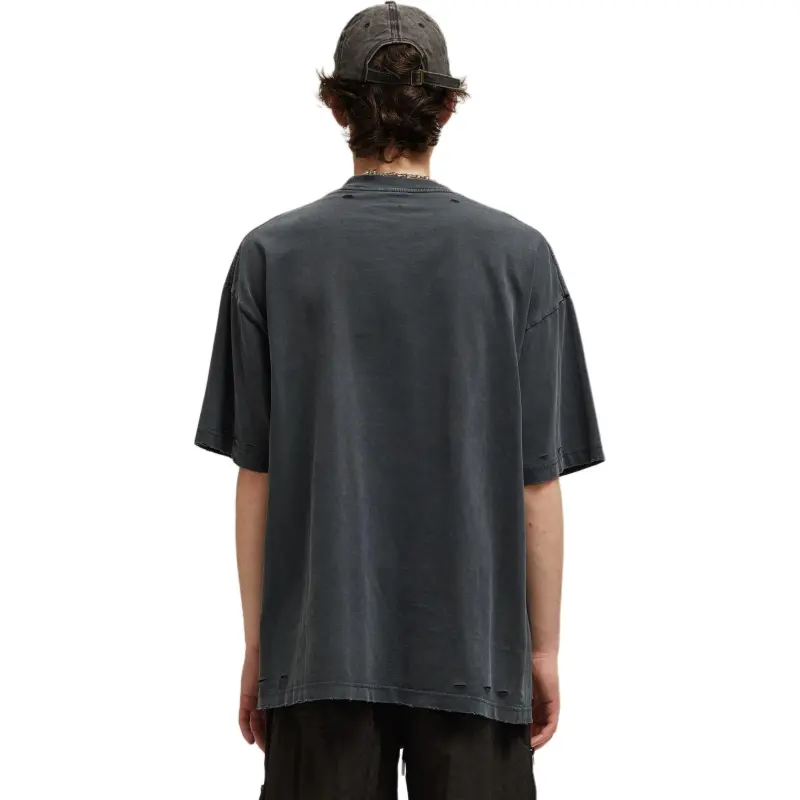 ASWZ Washable Distressed Short Sleeved T Shirts Unisex-3