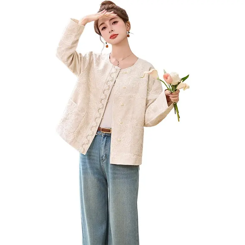 Yi Mengyuan Jackets Coats Women's Beige-4