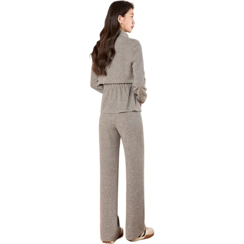 Mylan Casual Suit Cinched Waist Women's Gray-1