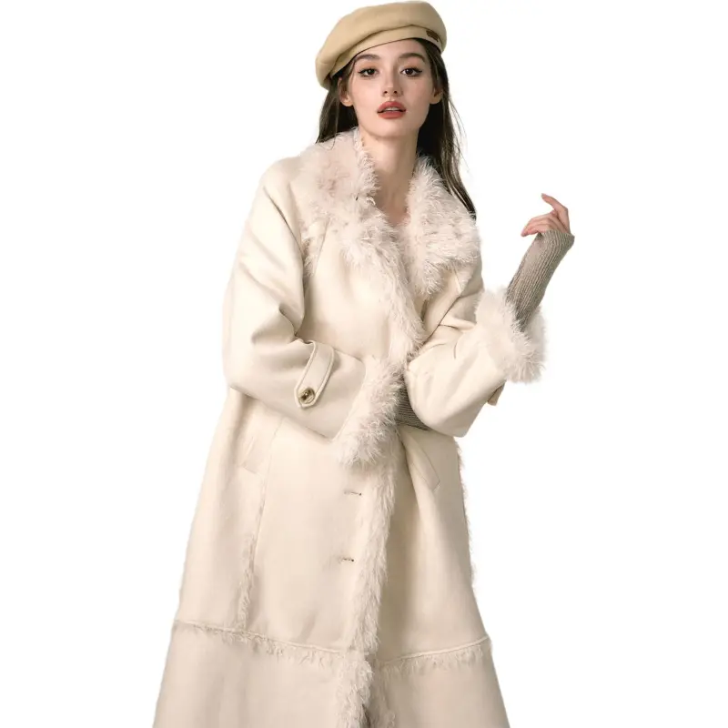 Li Zixian Velvet feel Coat Women's Ecru-3