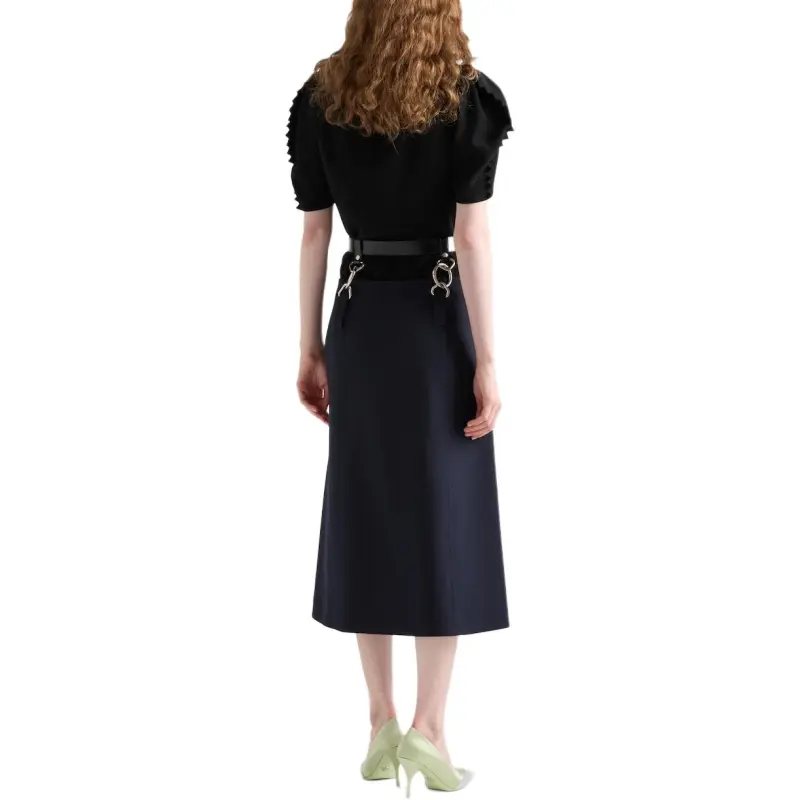 PRADA Rush Stitch Belted Midi Skirt-2