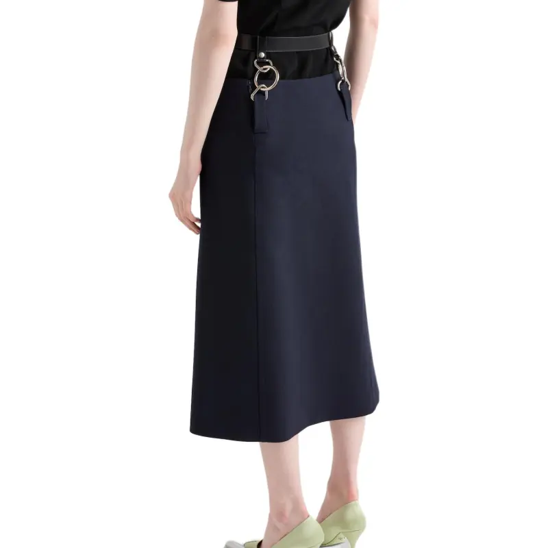 PRADA Rush Stitch Belted Midi Skirt-3