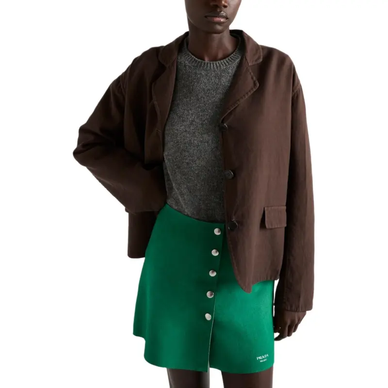 PRADA Leather Short Skirts Women's Green-2