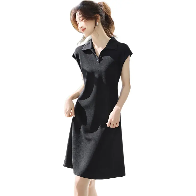 Mo Han Yi Mei Short Sleeved Dresses Women's Black-4