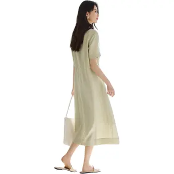 IHIMI Short Sleeved Dress Women's Grass Green