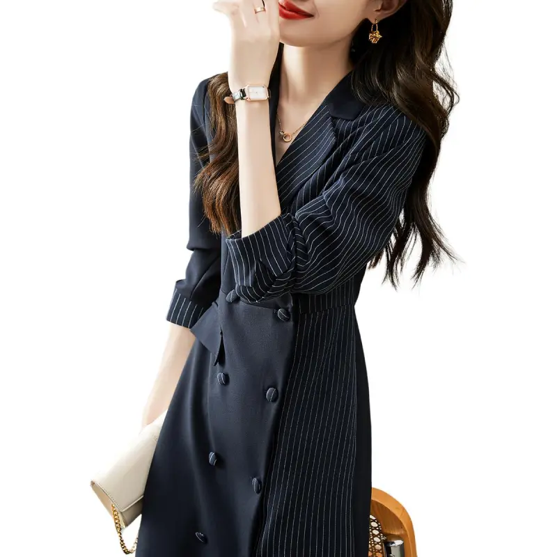 XWI Long Sleeved Dress Women's Navy Blue-2