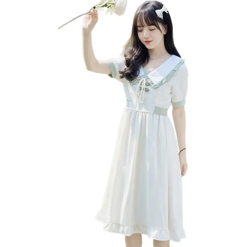 Flowers In Water Short Sleeved Dress Women's-1
