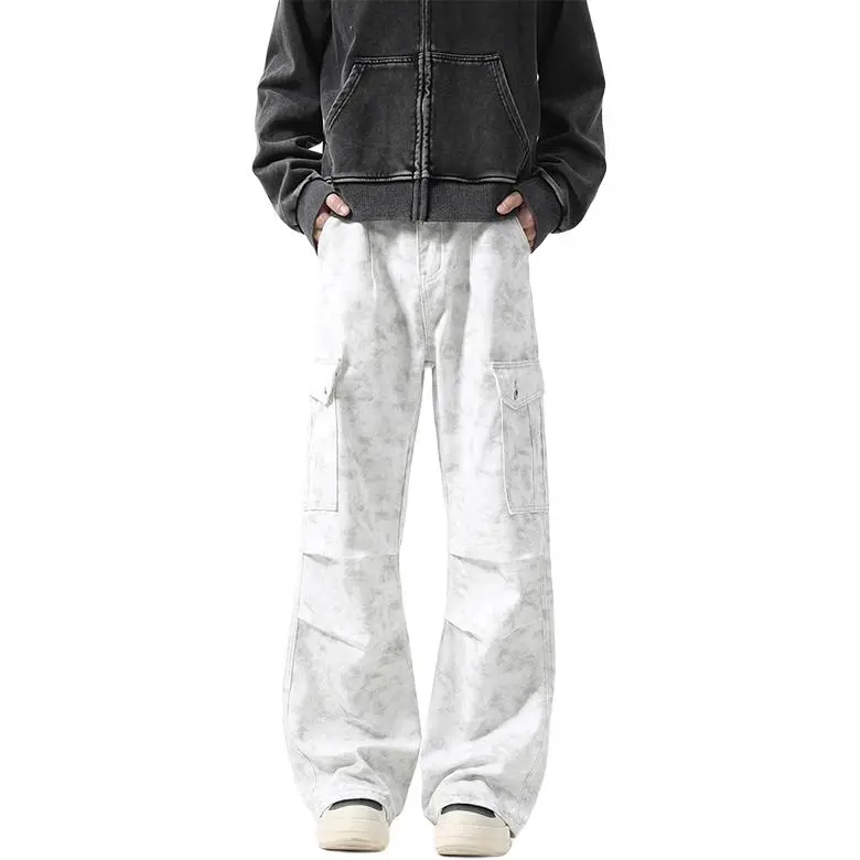 T IRA Jeans Unisex Marble White[Luxury Streetwear]-1
