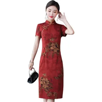 Yi Mengyuan Short Sleeved Dress Women's Red