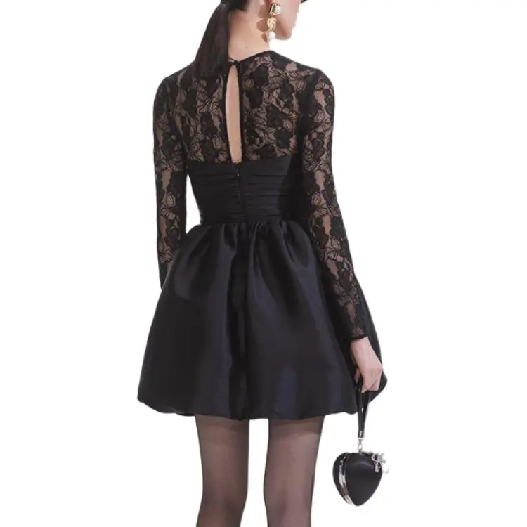 Self portrait Lace panel Taffeta Mini Dress-2