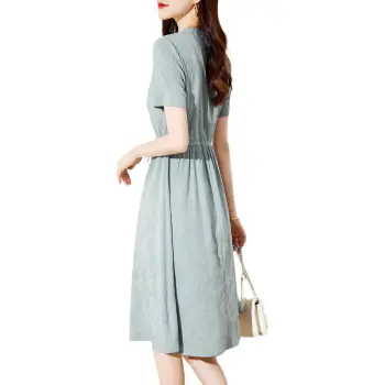 Mo Han Yi Mei Short Sleeved Dresses Women's Blue