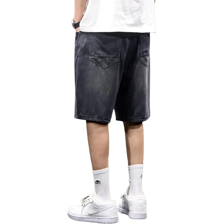BUYDAUL Denim Shorts Men Charcoal Black-3