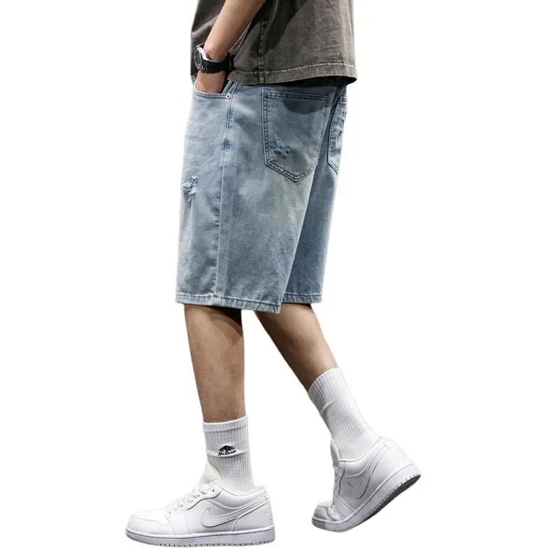 BUYDAUL Denim Shorts Unisex Light Blue-2