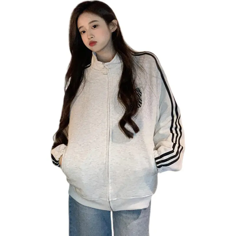 Mu Xiao Xin Sweatshirt Women's White Gray-2