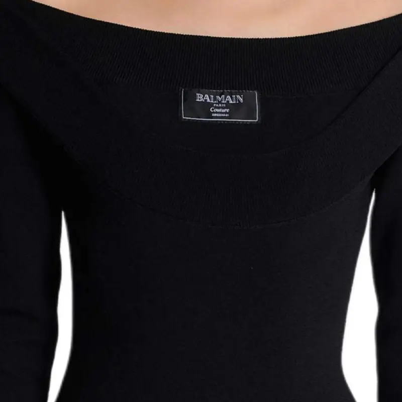 BALMAIN Long Plain Knit Dress-6