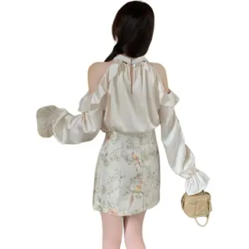 Flowers In Water Skirt Set Women's