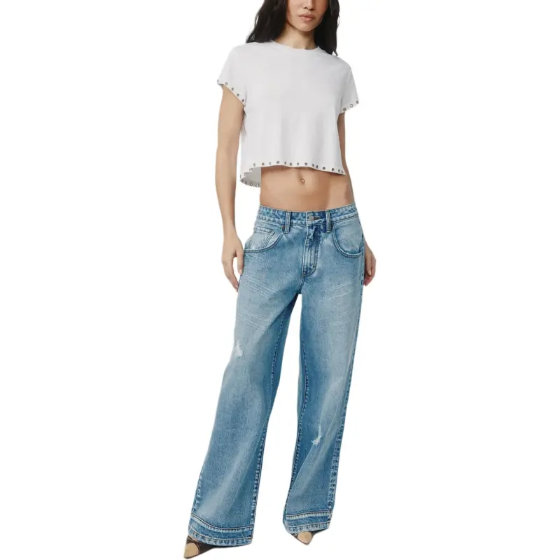 With Jean T Shirts Women's White-3