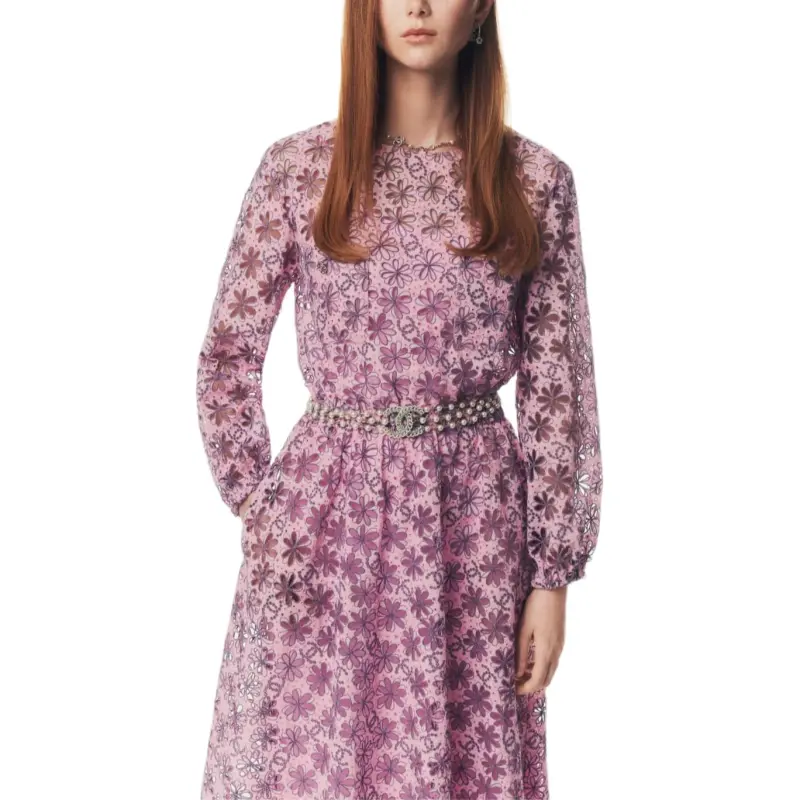 CHANEL 25P Long Sleeved Dresses Women's Pink Purple-1