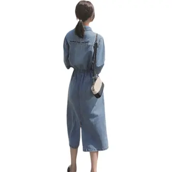 TEME Short Sleeved Dress Women's Denim Blue