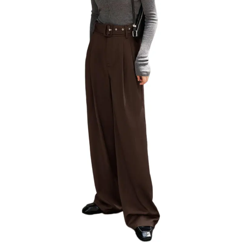 Mo Han Yi Mei Casual Pants Women's Dark Coffee-5