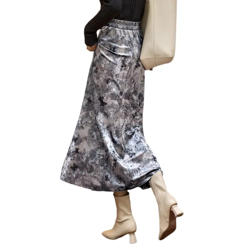 XWI Casual Long Skirts Women's Silver Gray-2