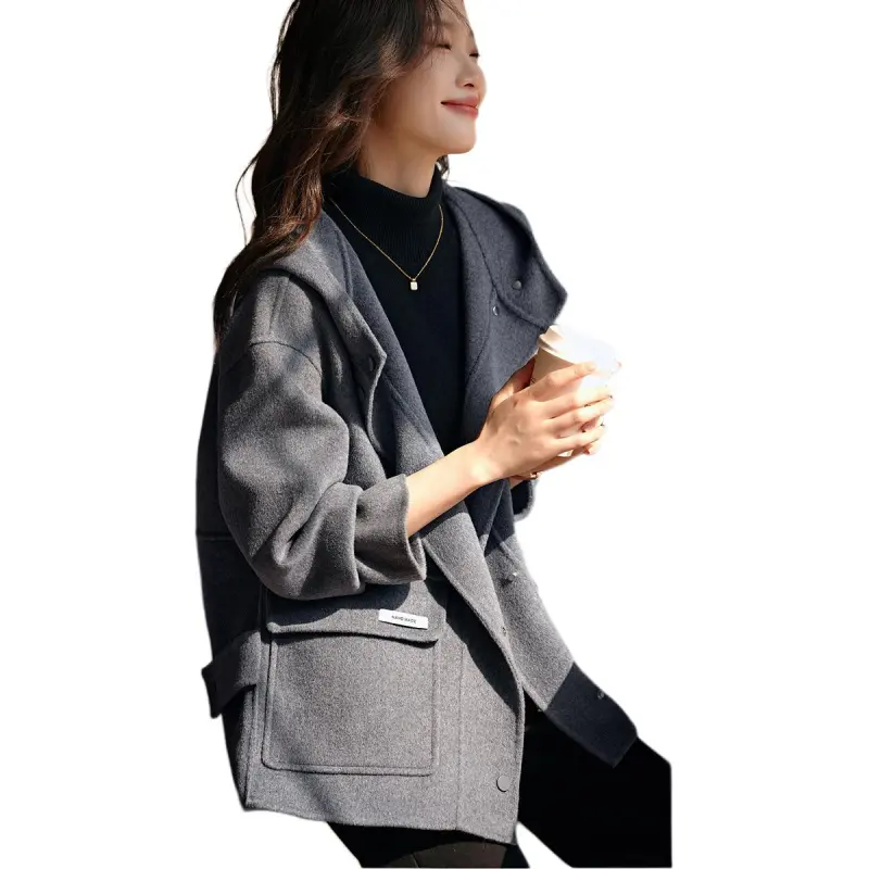 Mo Han Yi Mei Coats Women's Gray-4