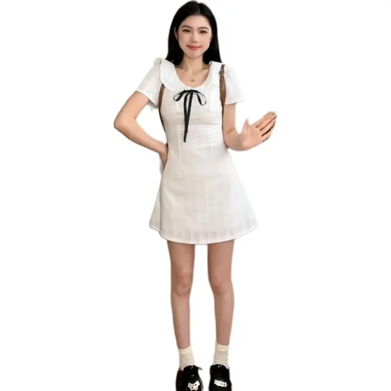 Dior Beauty Short Sleeved Dresses Women's White-2