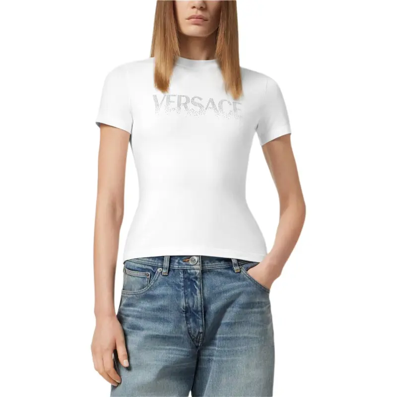 VERSACE Logo Embellished Crewneck T Shirt-2