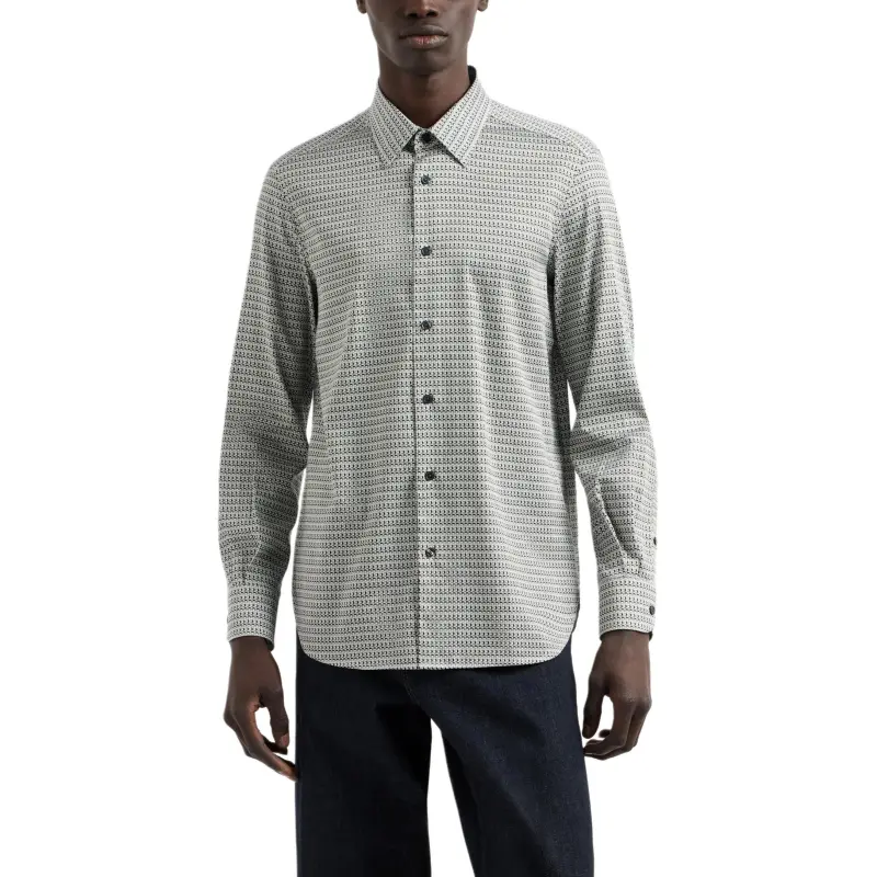 EMPORIO ARMANI Printed pattern Stretch Cotton Shirt-1