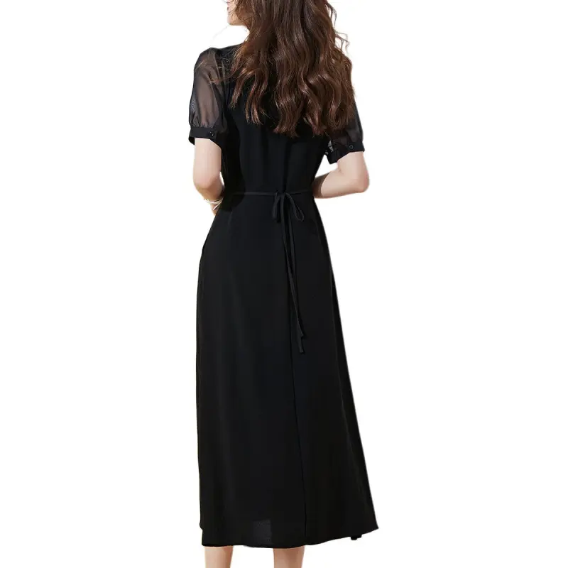 Mo Han Yi Mei Short Sleeved Dresses Women's Black-1