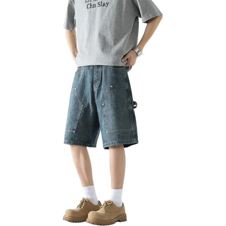 FONDLOOK Denim Shorts Men Blue-2