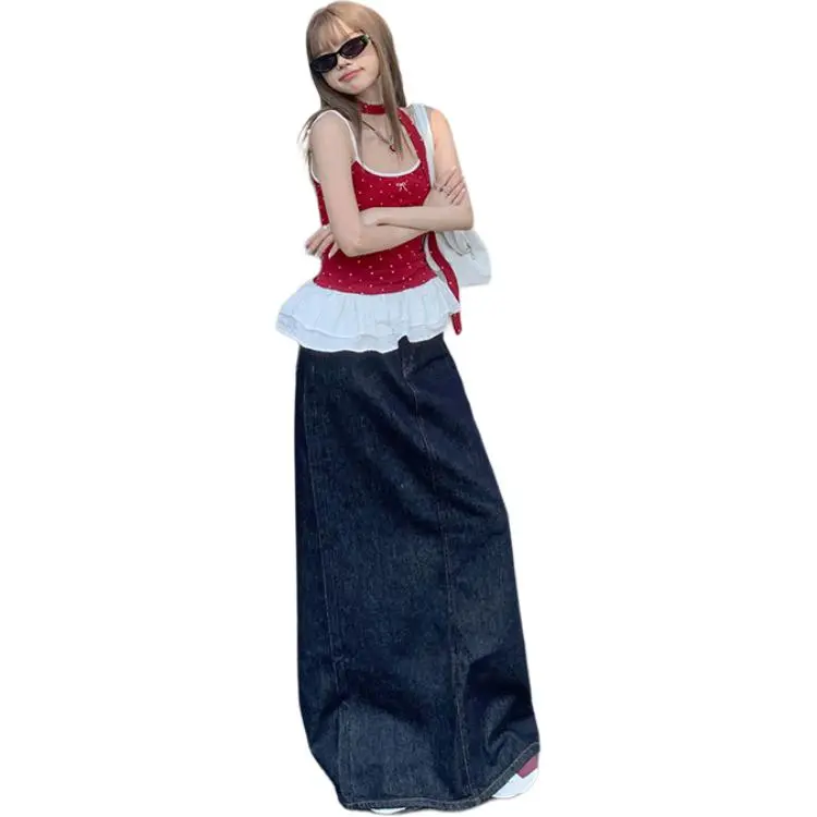Kazakhstan Denim Long Skirt Women's-2