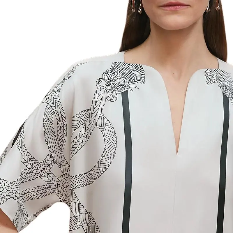 HERMES Short Sleeved Dress Women's White-5