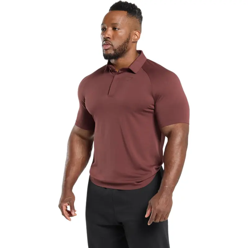 GYMSHARK Polo Shirt Men's Burgundy Brown-1