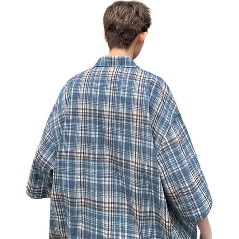 Cost Per Kilo Shirts Unisex Blue Plaid-1