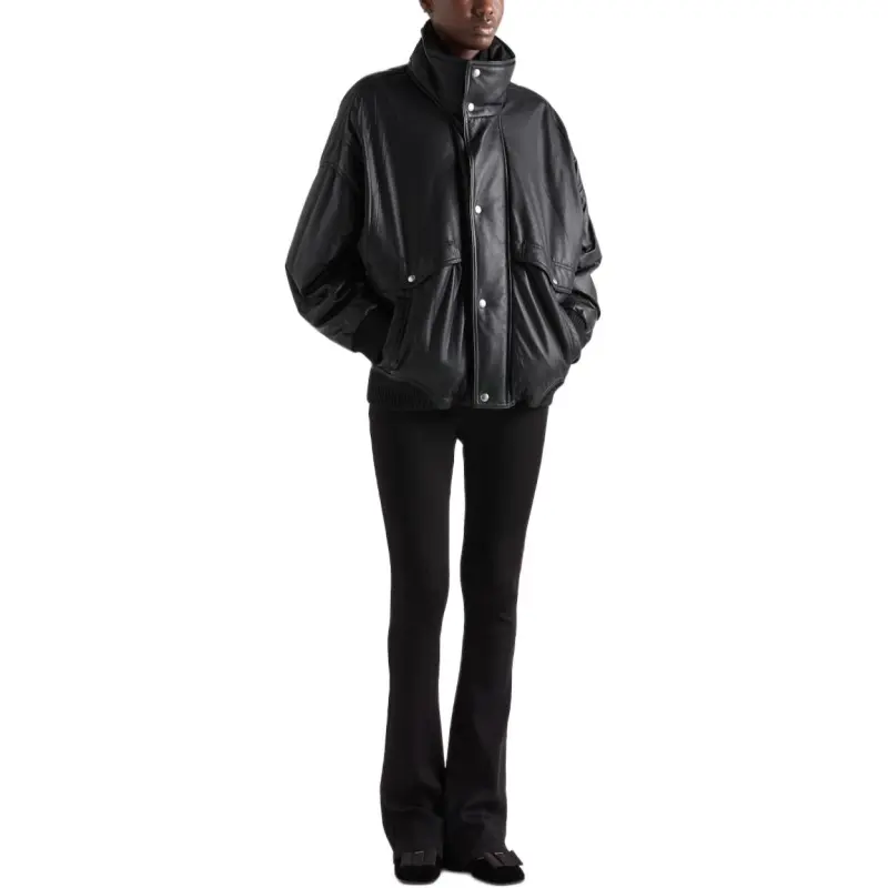 PRADA Leather Jacket Women's Black-1