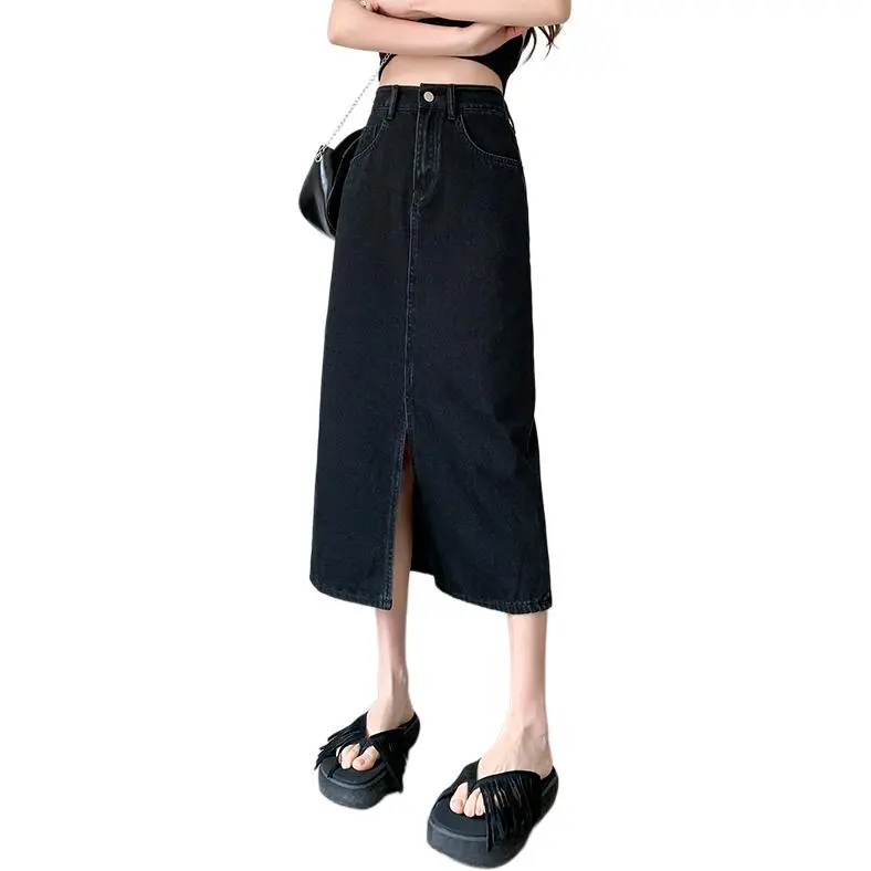 Mu Xiao Xin Denim Long Skirt Women's-0