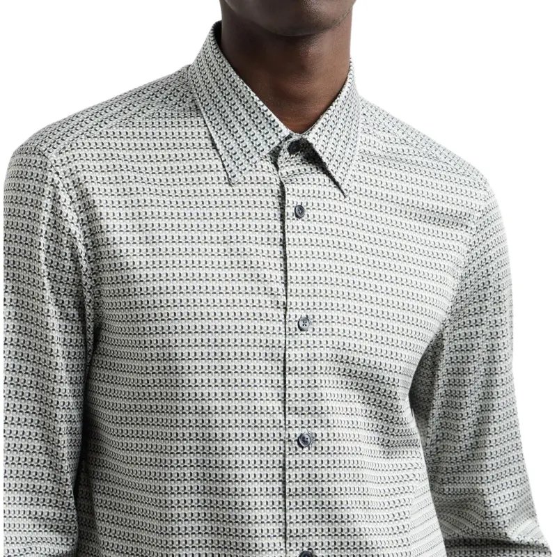 EMPORIO ARMANI Printed pattern Stretch Cotton Shirt-4